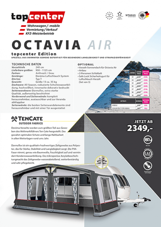 topcenter Luftzelt – Spezialanfertigung mit Dormatex-Gewebe